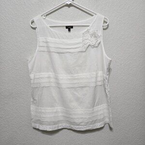 Talbots White Ruffled Tank Top Size 14